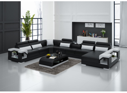 Canapé design Canapé d'angle avec tabouret Suite rembourrée Paysage vivant en forme de U